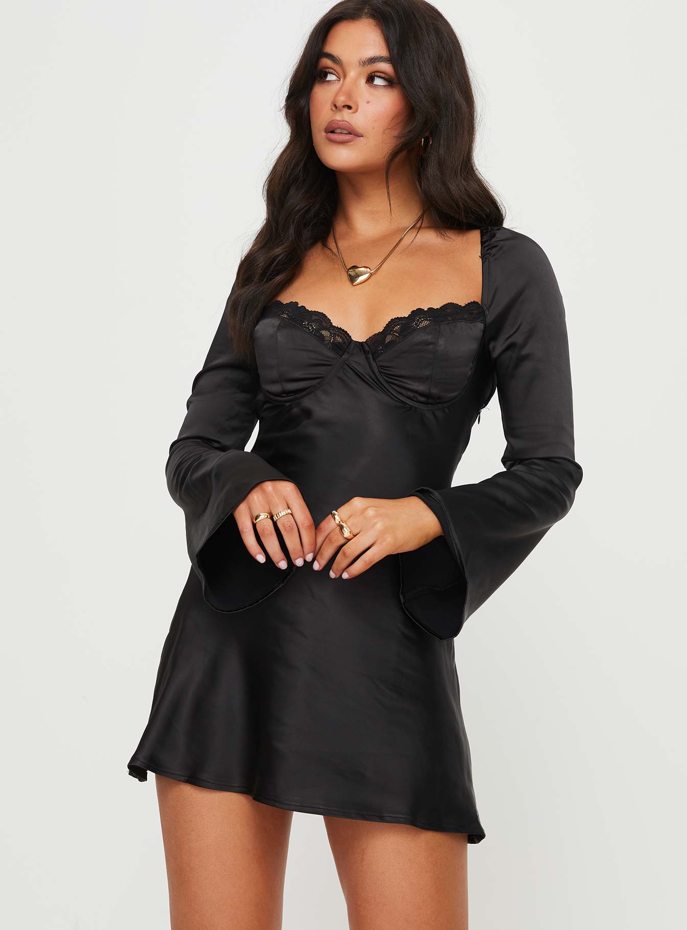 Moniz Long Sleeve Mini Dress Black - Image 2