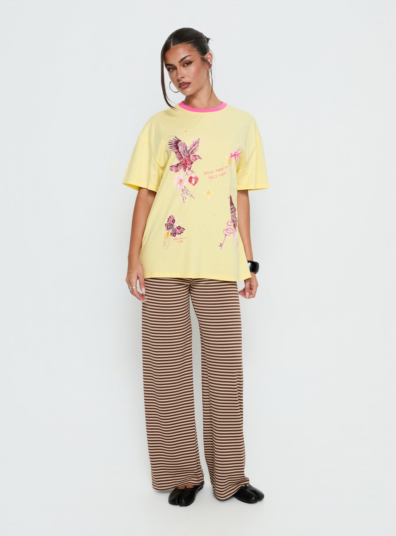 Wild Light Oversized Graphic Tee Yellow / Pink - Image 2