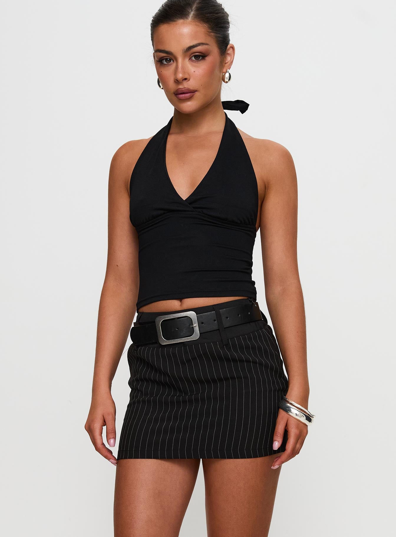 Christel Pinstripe Skort Black - Image 2