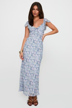 Dahleia Maxi Dress Blue Paisley