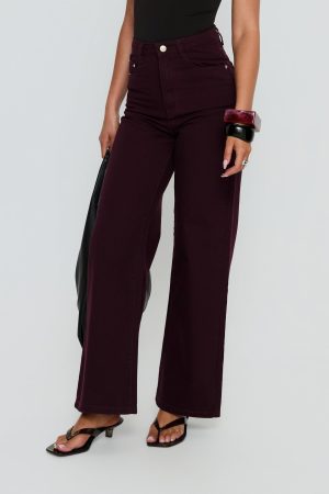 Nicolo High Rise Straight Leg Jeans Currant