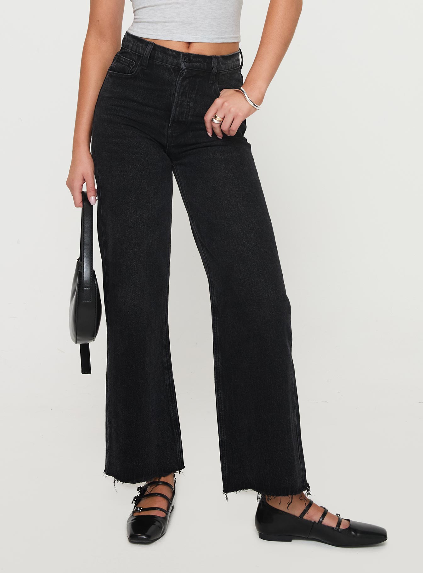 Fawcett High Rise Straight Leg Jeans Washed Black - Image 2