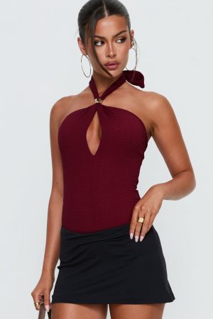 Bridey Cut Out Bodysuit Red