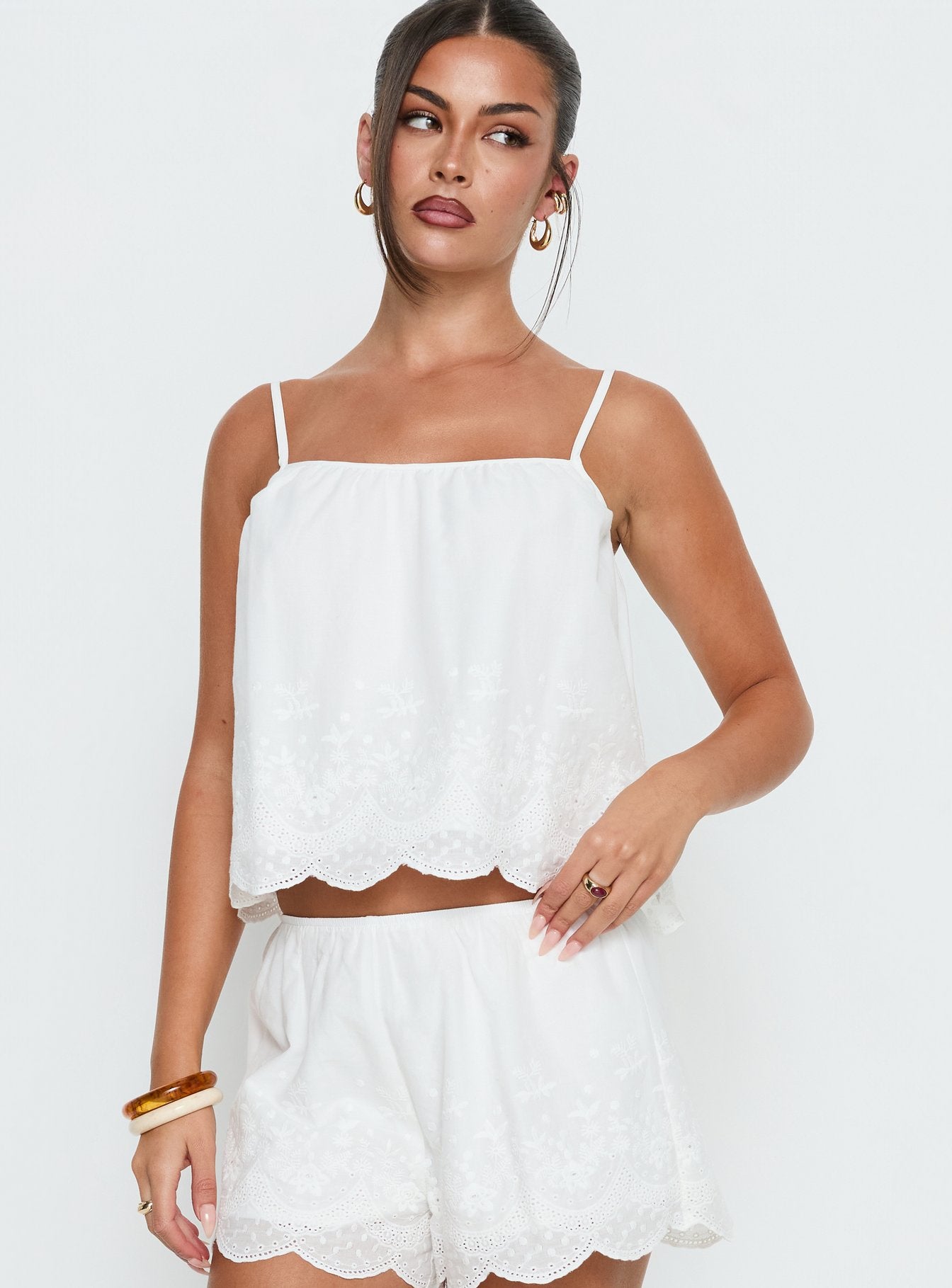 Madison Avenue Embroidered Detail Top White - Image 2