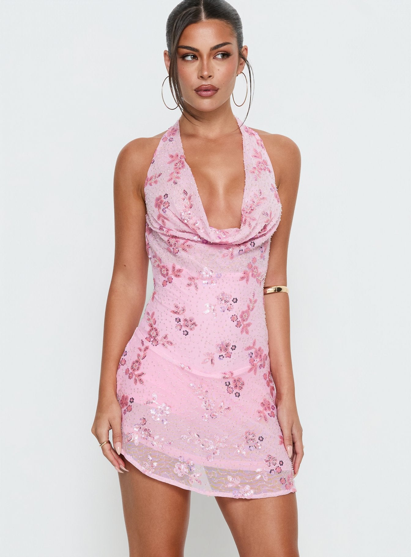 Longer Daylight Cowl Halter Playsuit Pink - Image 2