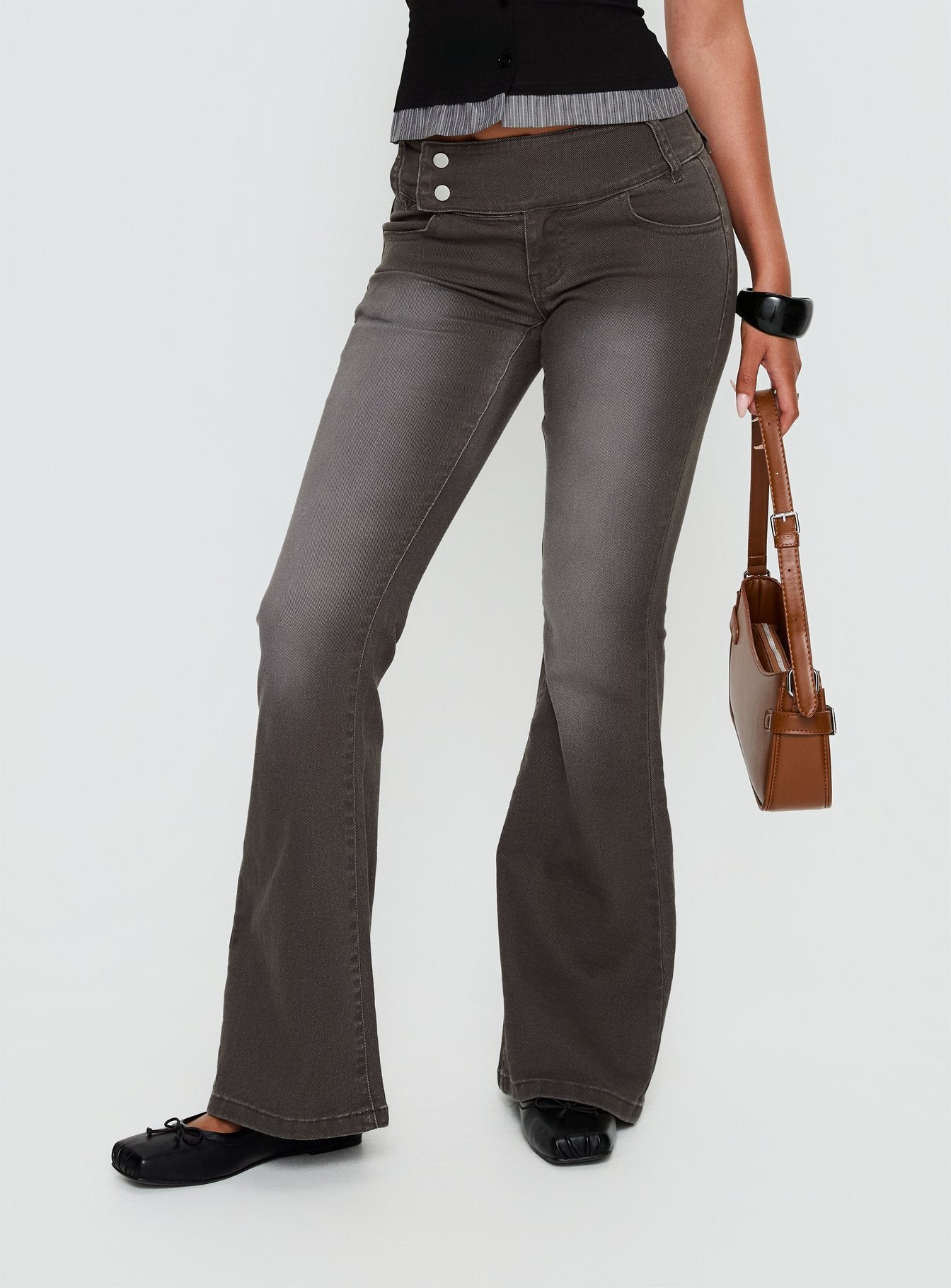 Romea Low Waist Bootleg Jeans Dark Grey - Image 2