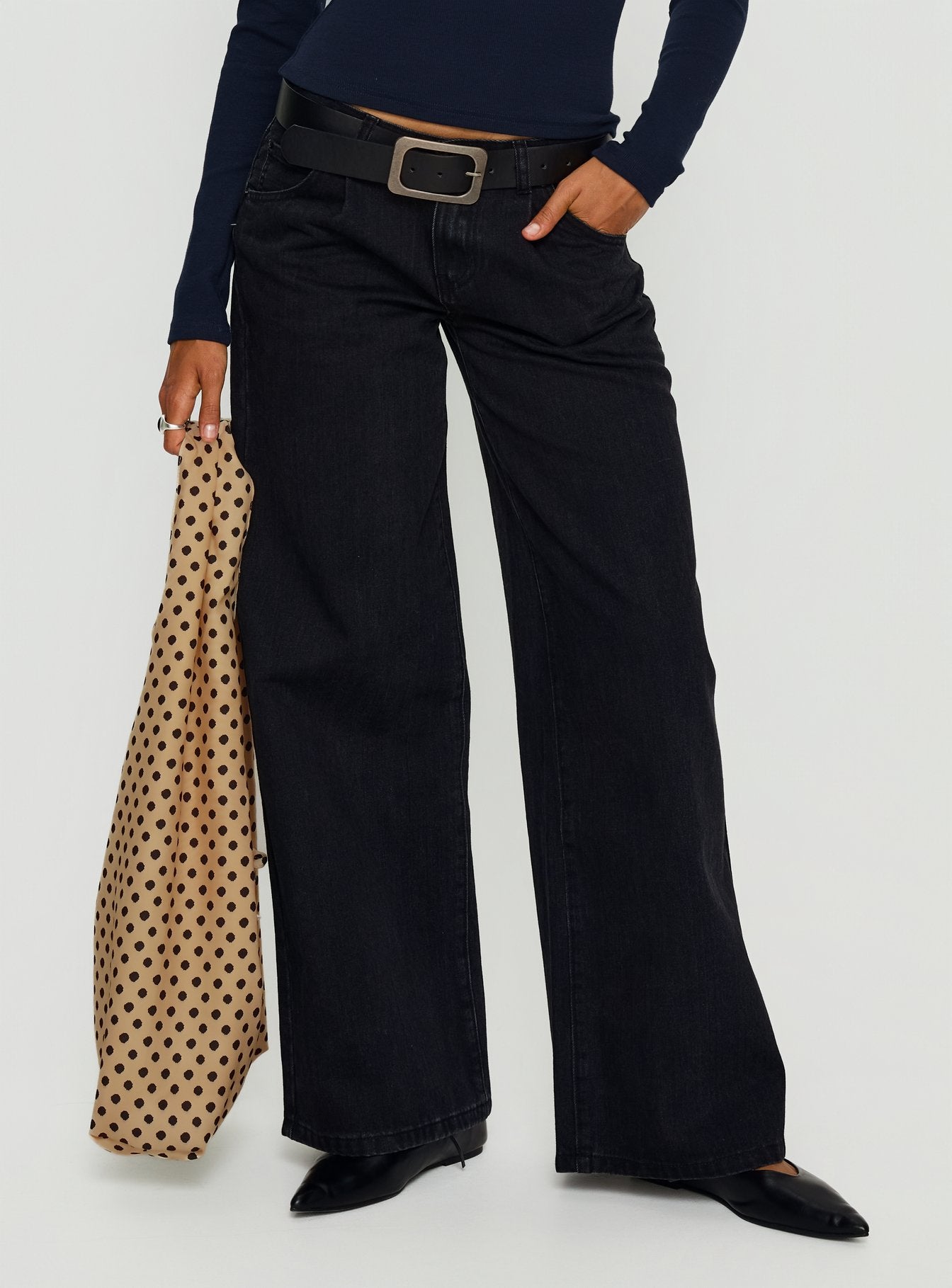 Supercut Low Rise Baggy Pleat Jeans Washed Black - Image 7
