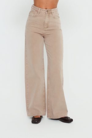 Nicolo High Rise Straight Leg Jeans Concrete