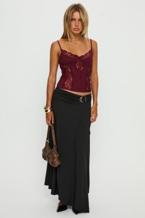 Nola Hardware Slit Maxi Skirt Black