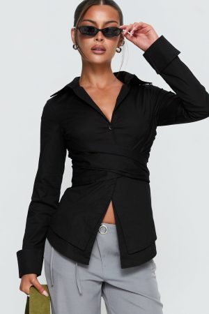 Shapeshifter Twist Long Sleeve Shirt Black