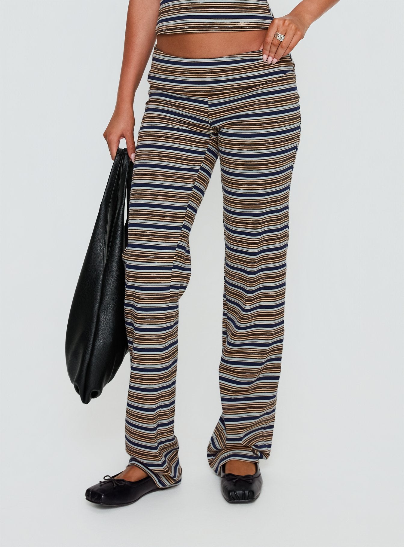 Manolo Foldover Pants Brown / Grey Stripe - Image 2