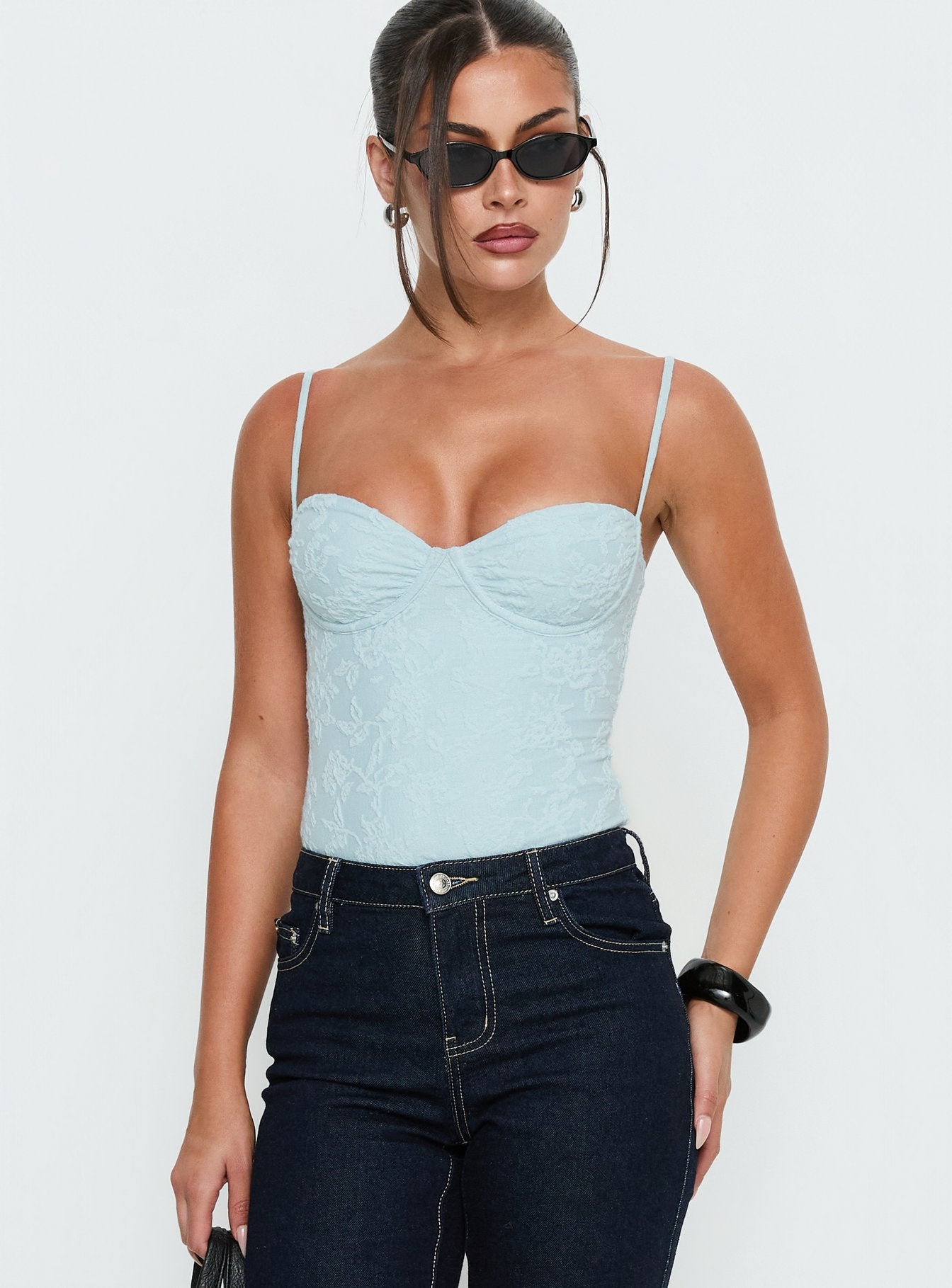 Alorah Textured Bodysuit Blue - Image 2
