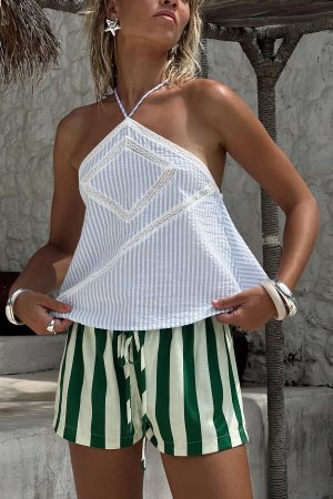 Jezabele Halter Top Blue Stripe