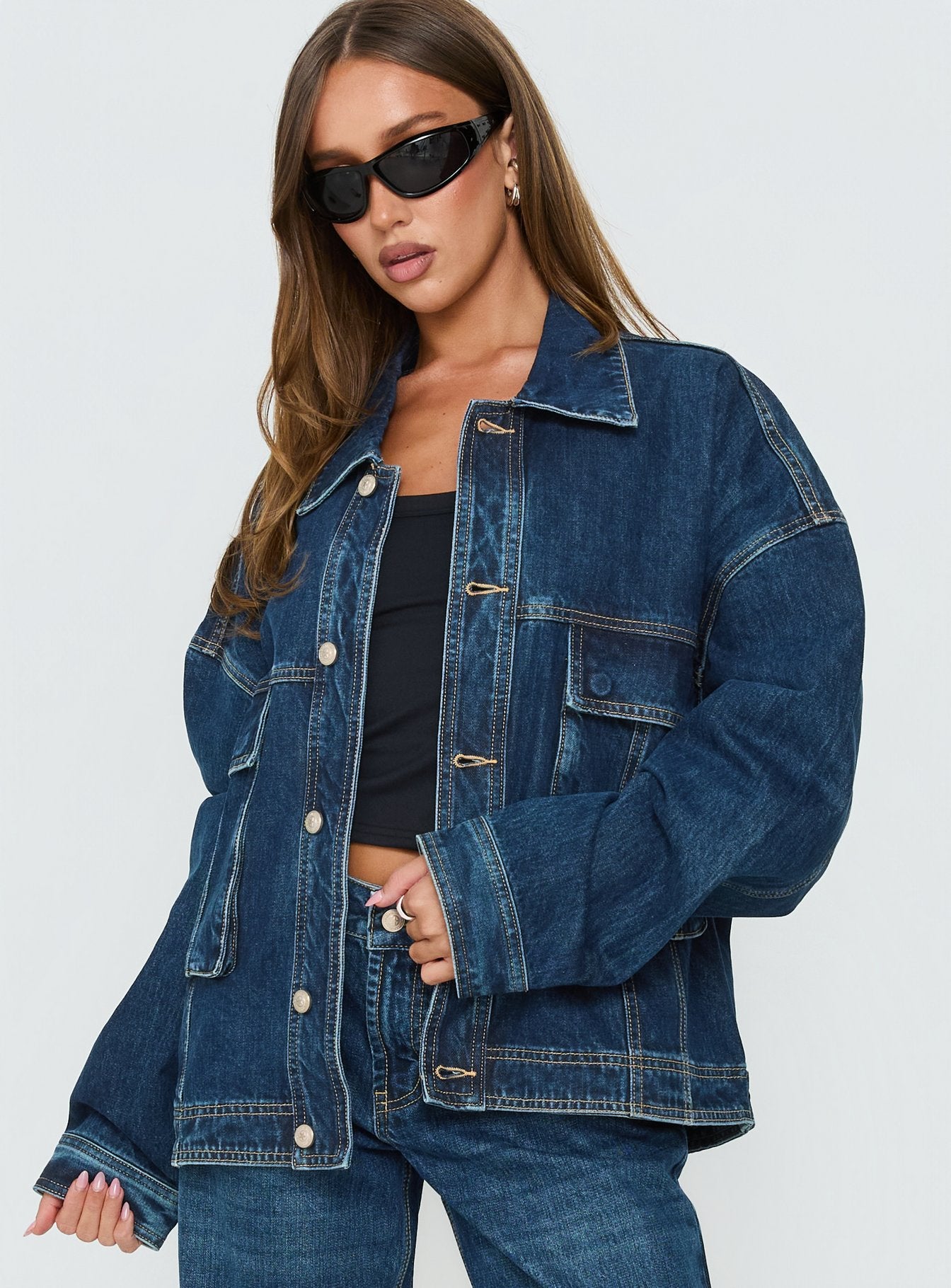 Kier Oversized Jacket Denim Dark Blue Wash - Image 2
