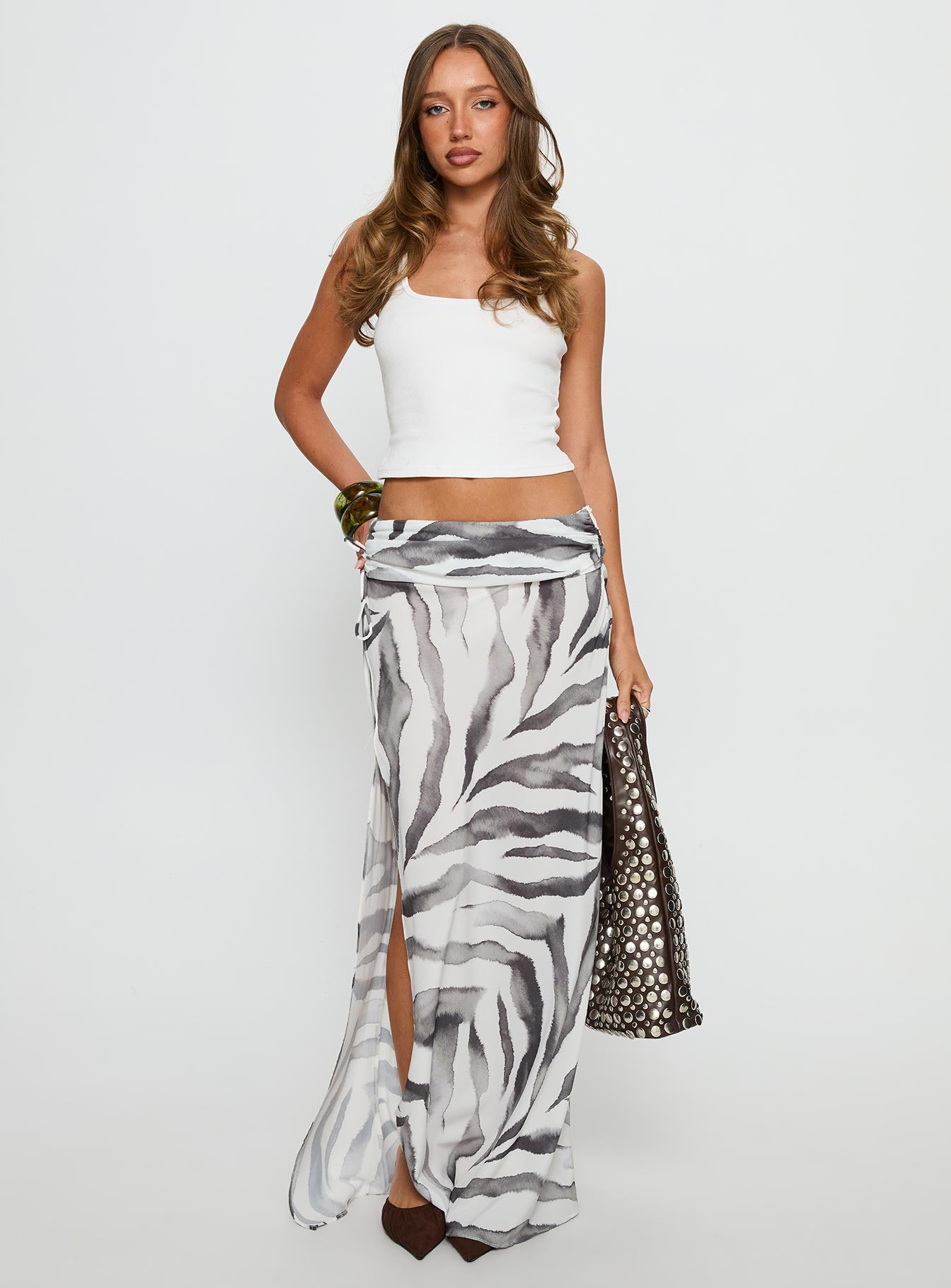Kiden Split Maxi Skirt Zebra - Image 3