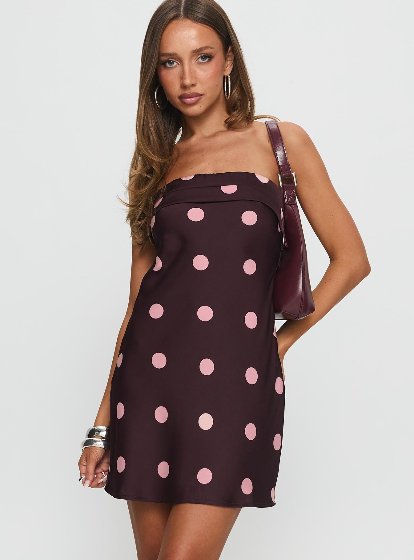 Phillipa Mini Dress Plum / Pink Polka Dot - Image 2