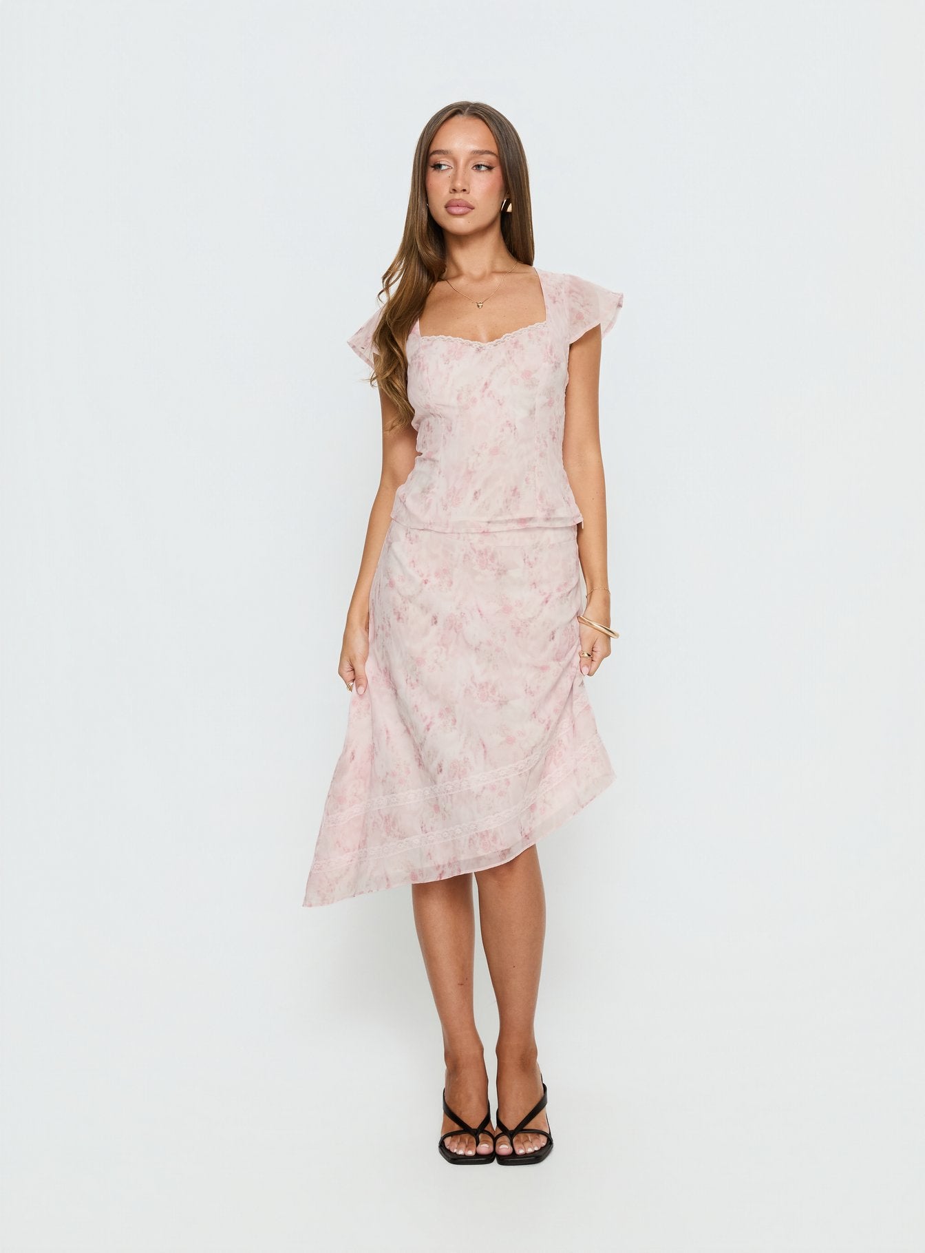 Avaline Asymmetrical Midi Skirt Pink - Image 2
