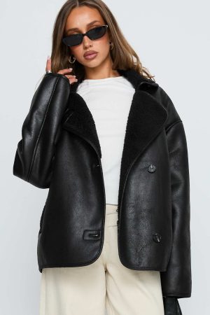Nunez Faux Leather Jacket Black