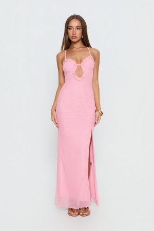 Soulina Ruched Maxi Dress Pink