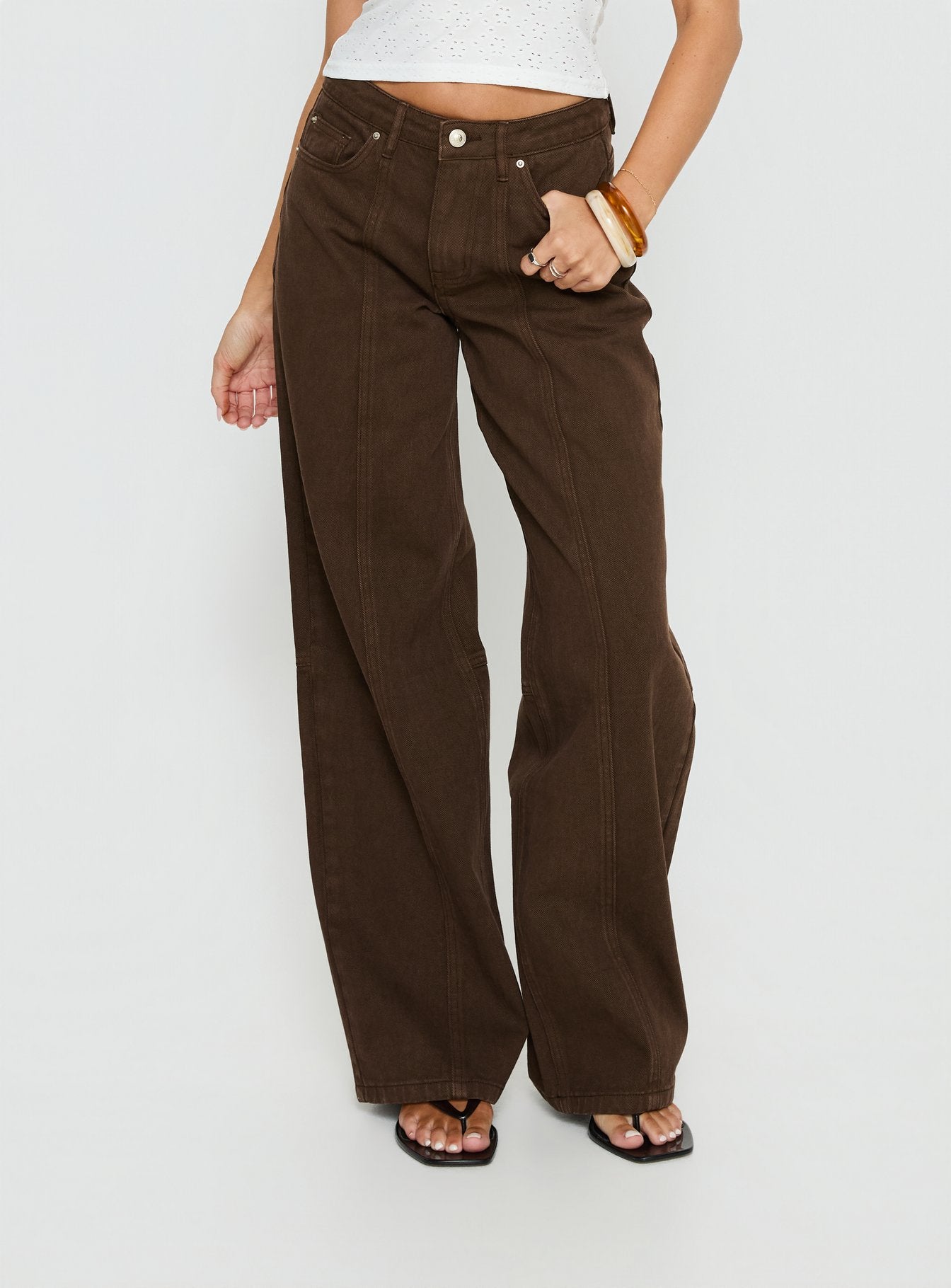Lando Low Rise Straight Leg Jeans Chocolate - Image 2