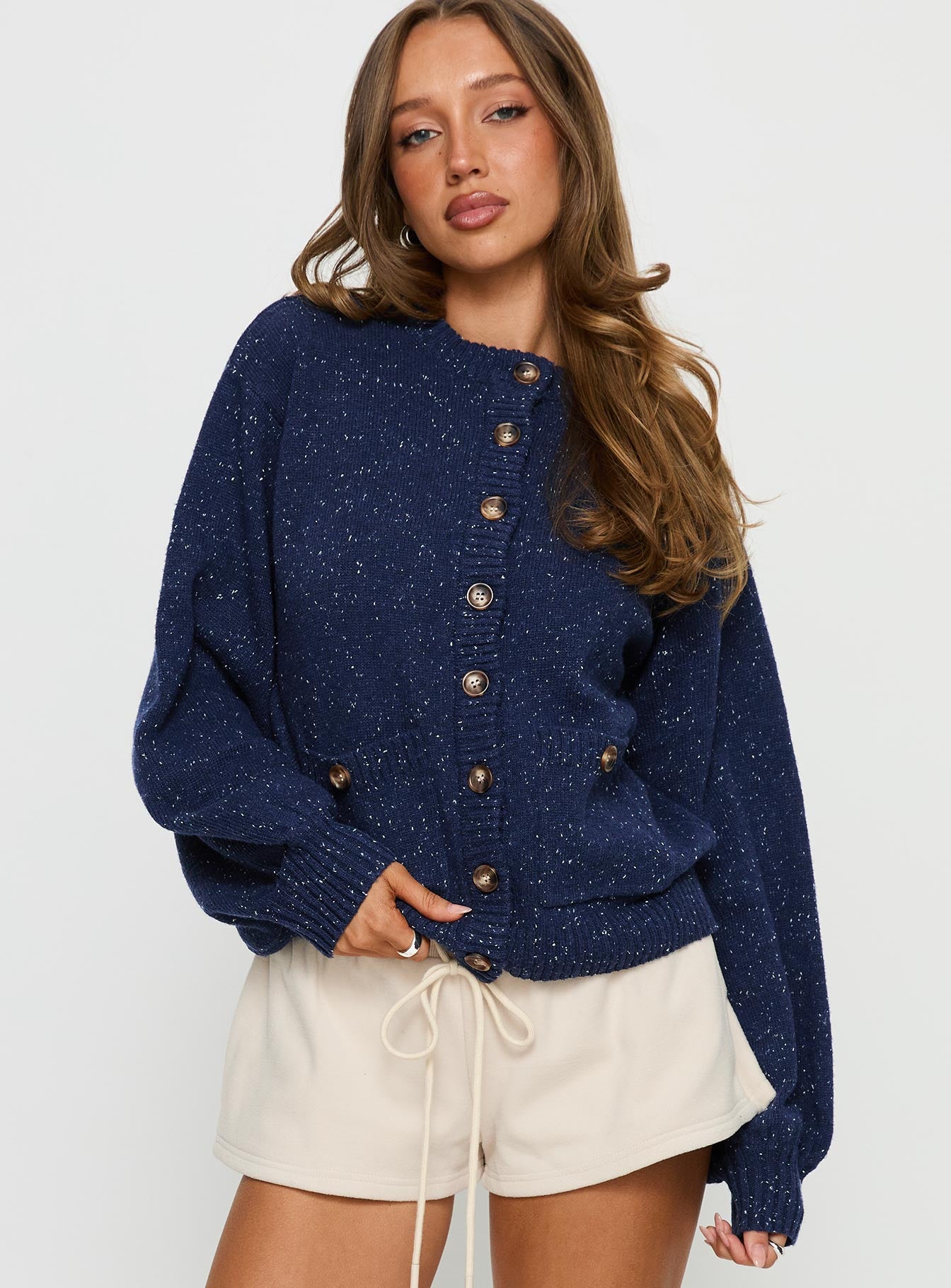 Dorah Boxy Cardigan Navy Blue - Image 2