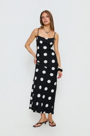 Avienna Maxi Dress Black Polka Dot