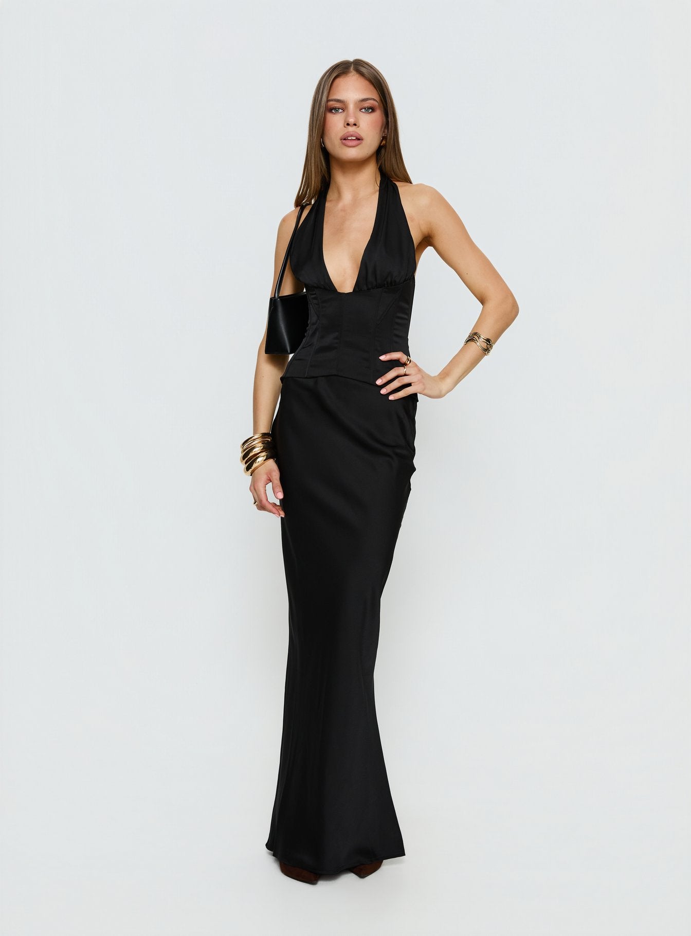 In A Trance Halter Corset Maxi Dress Black - Image 2