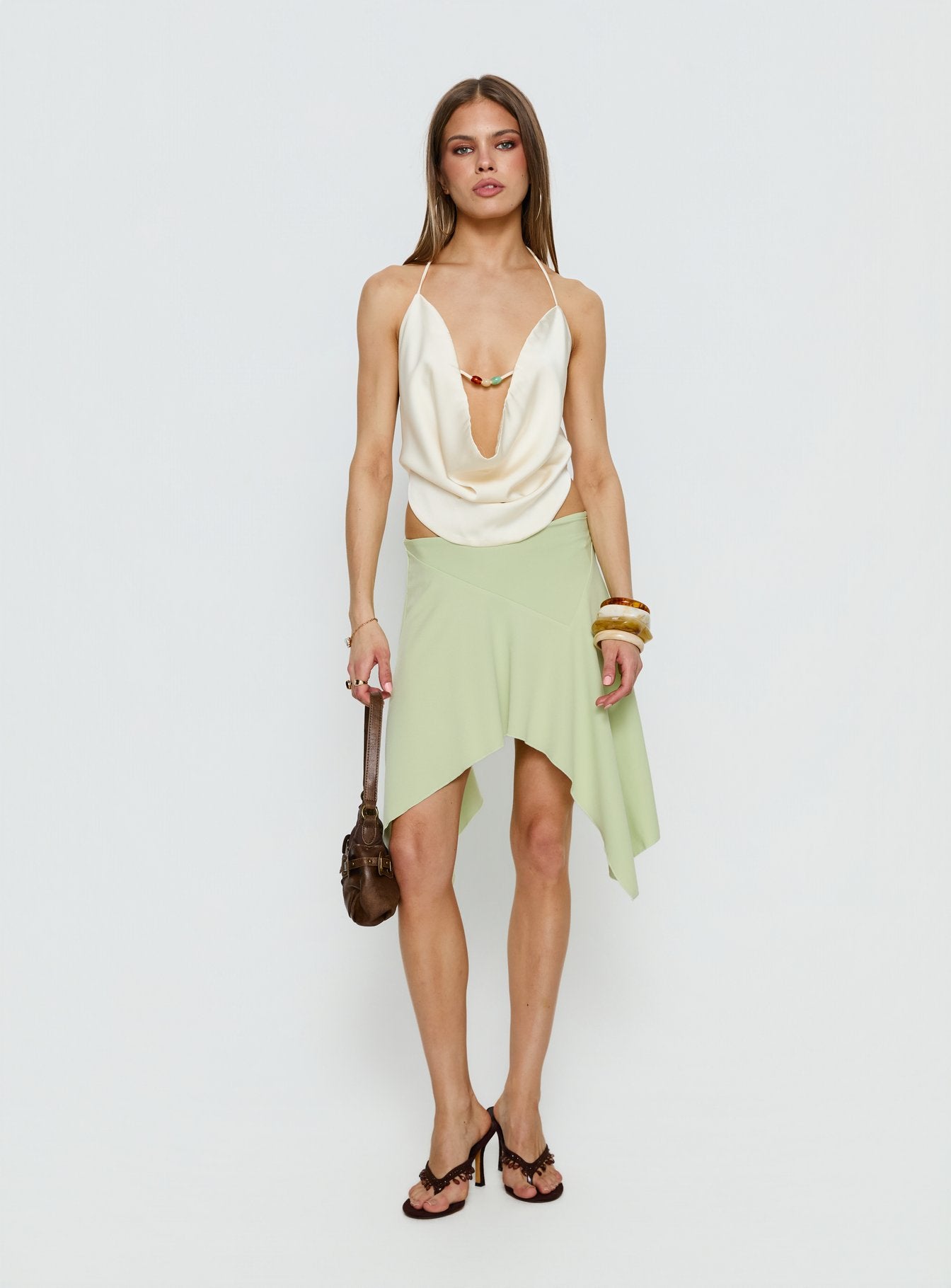 Daelen Waterfall Midi Skirt Mint - Image 2
