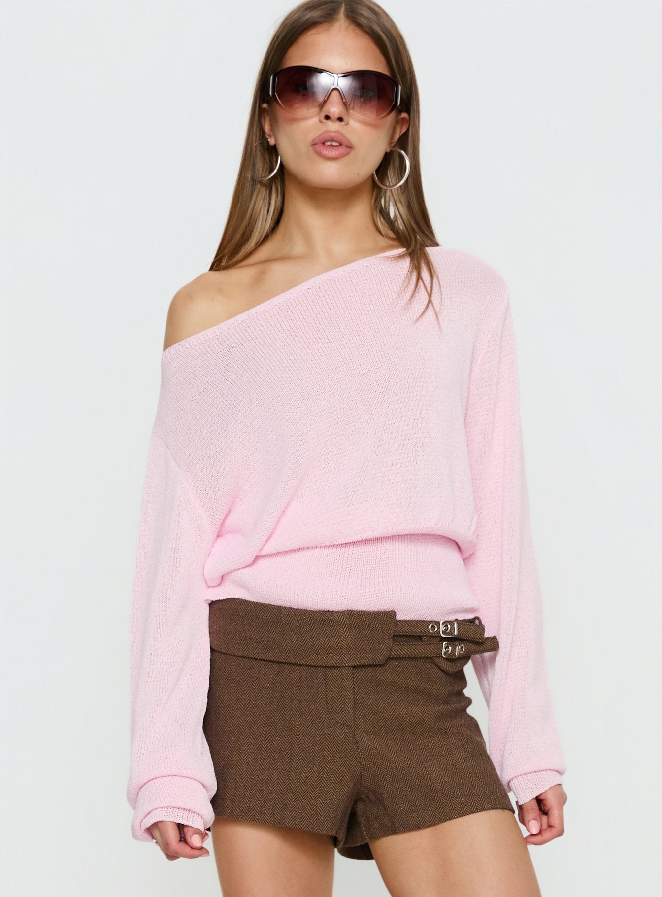Xaria Off Shoulder Knit Sweater Pink - Image 2