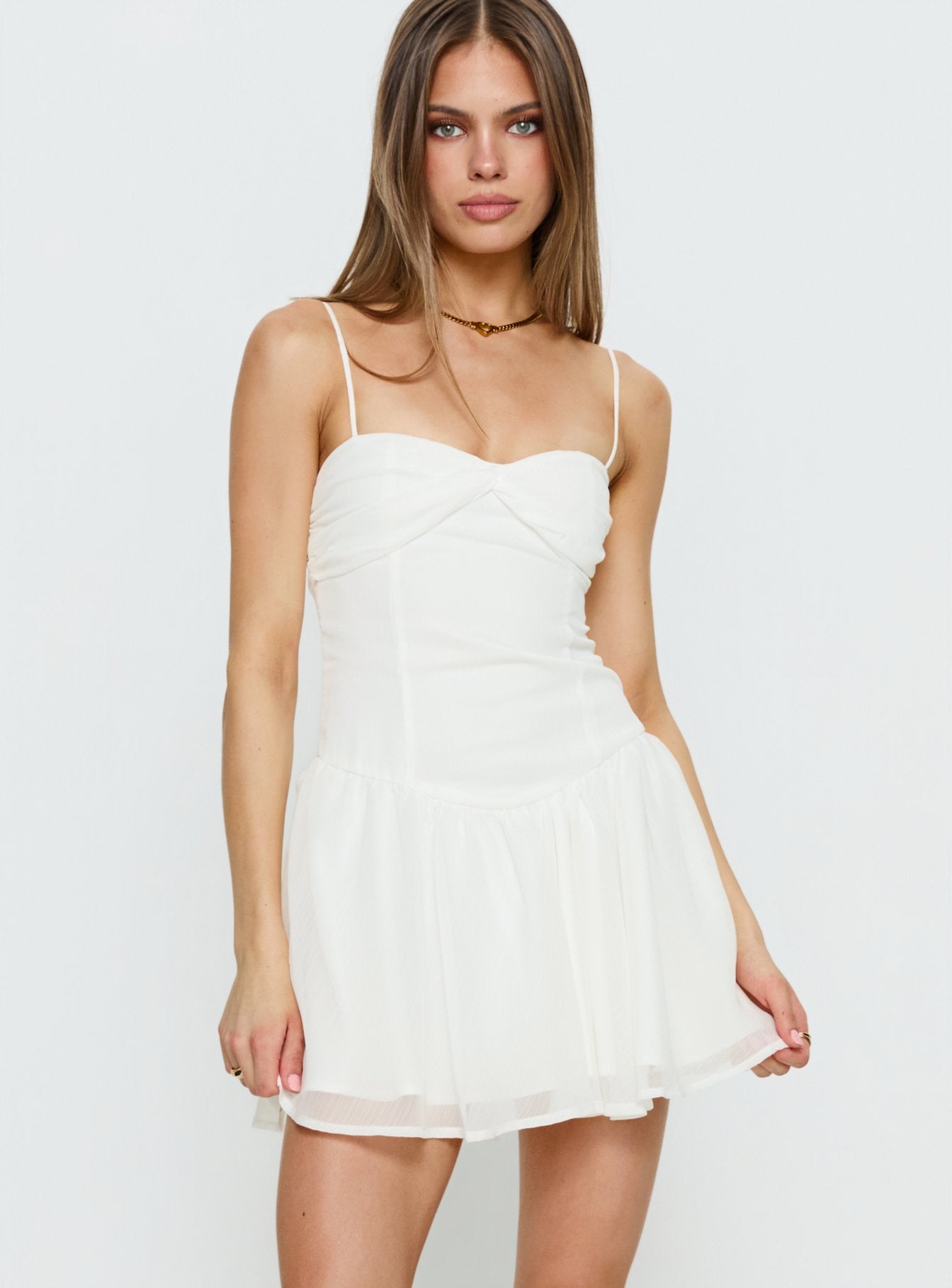 So At Peace Sweetheart Drop Waist Mini Dress White - Image 2