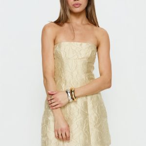 Cross Your Heart Strapless Mini Dress Lemon