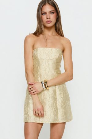 Cross Your Heart Strapless Mini Dress Lemon