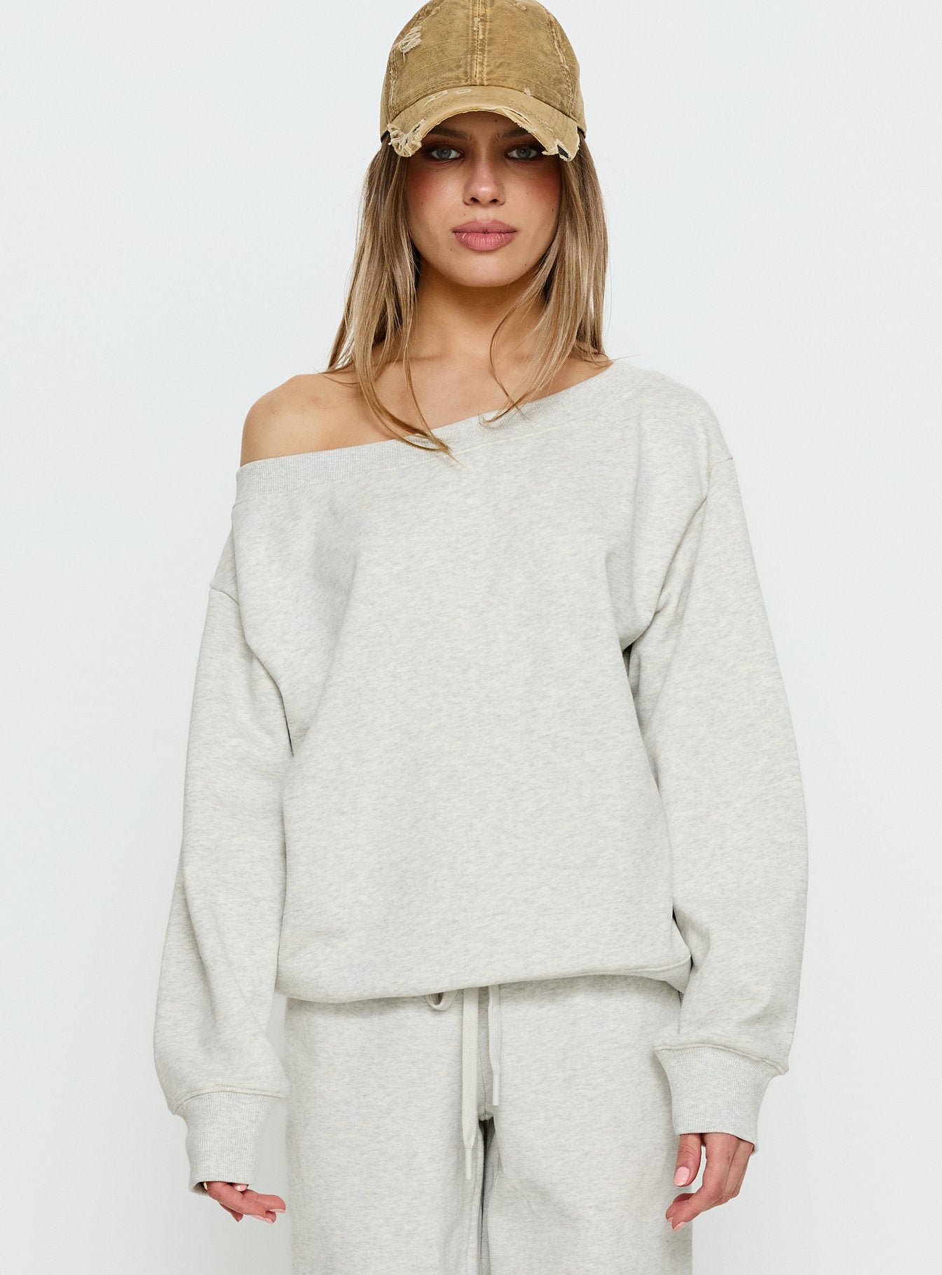 Wellness Off the Shoulder Jumper Grey Marle - Image 2