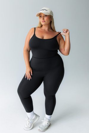 Go Getter Activewear Jumpsuit Black Curve