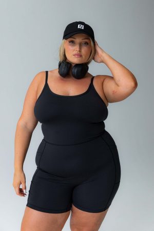Feel Good Contour Activewear Catsuit Black Curve