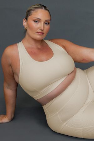 Turbo Activewear Rib Top Latte Curve