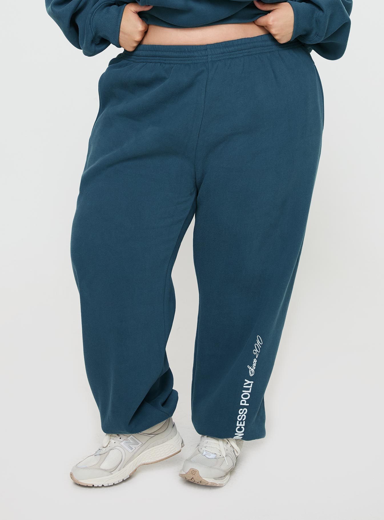 Princess Polly Track Pants Block / Cursive Text Slate Curve - Image 2