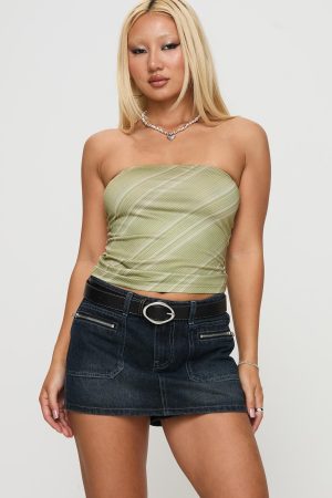 Lafina Zip Mini Skort Dark Wash Denim