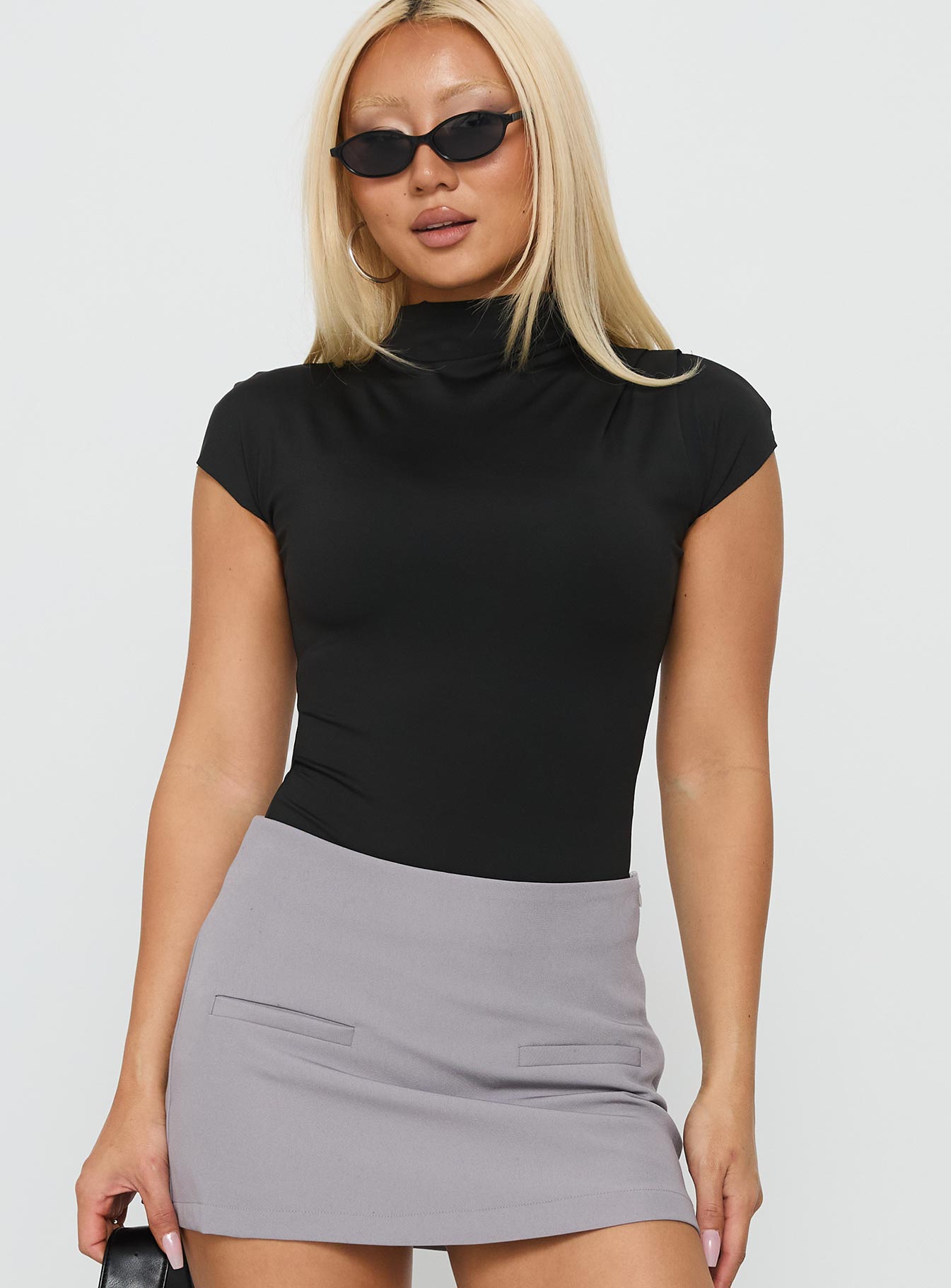 Cailie Mock Neck Bodysuit Black - Image 9
