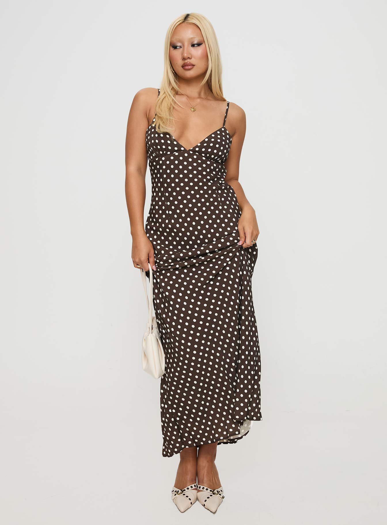 Jorjana Maxi Dress Brown / White Polka Dot - Image 2