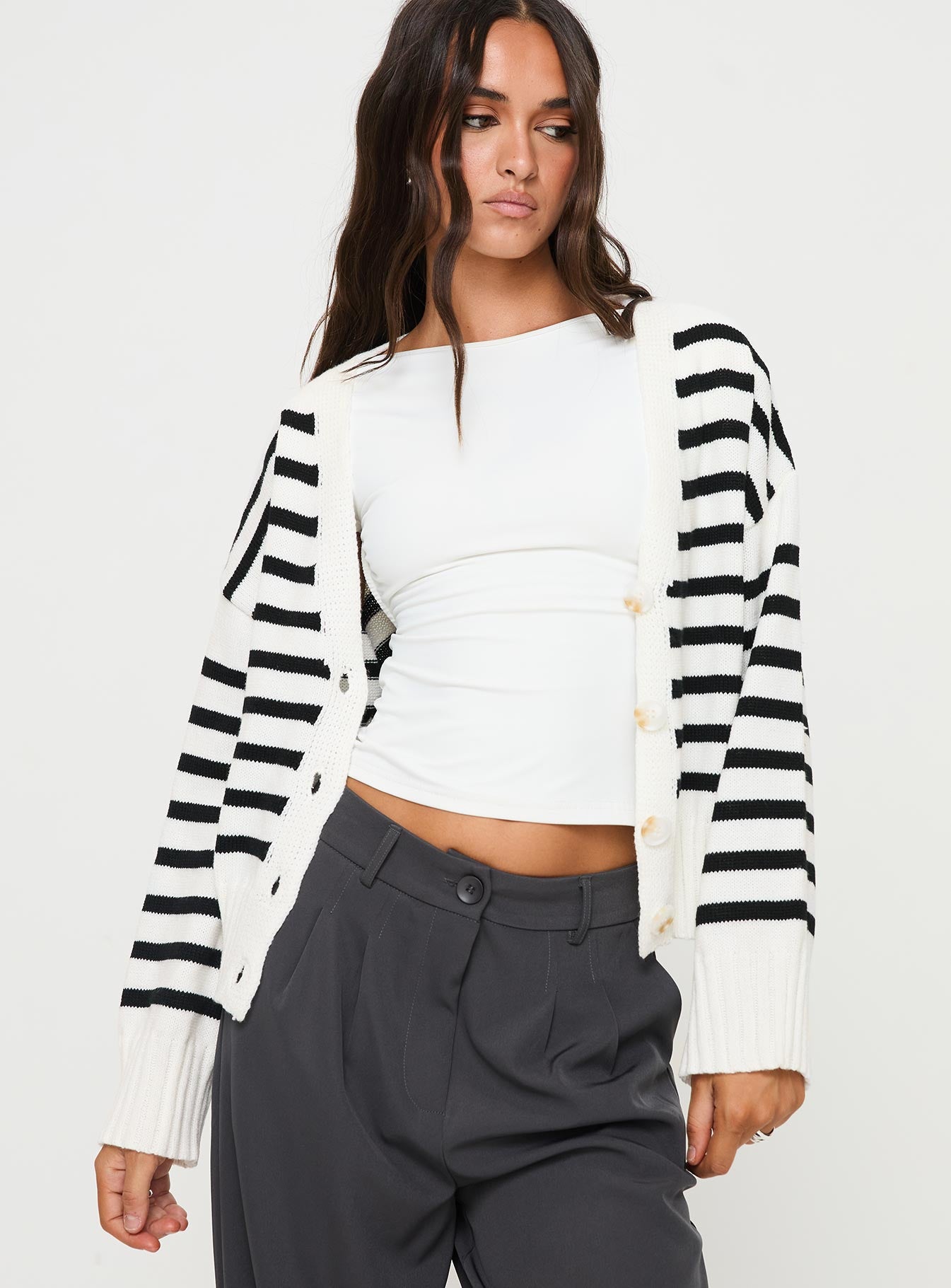 Karlson Striped Cardigan Cream / Black - Image 2