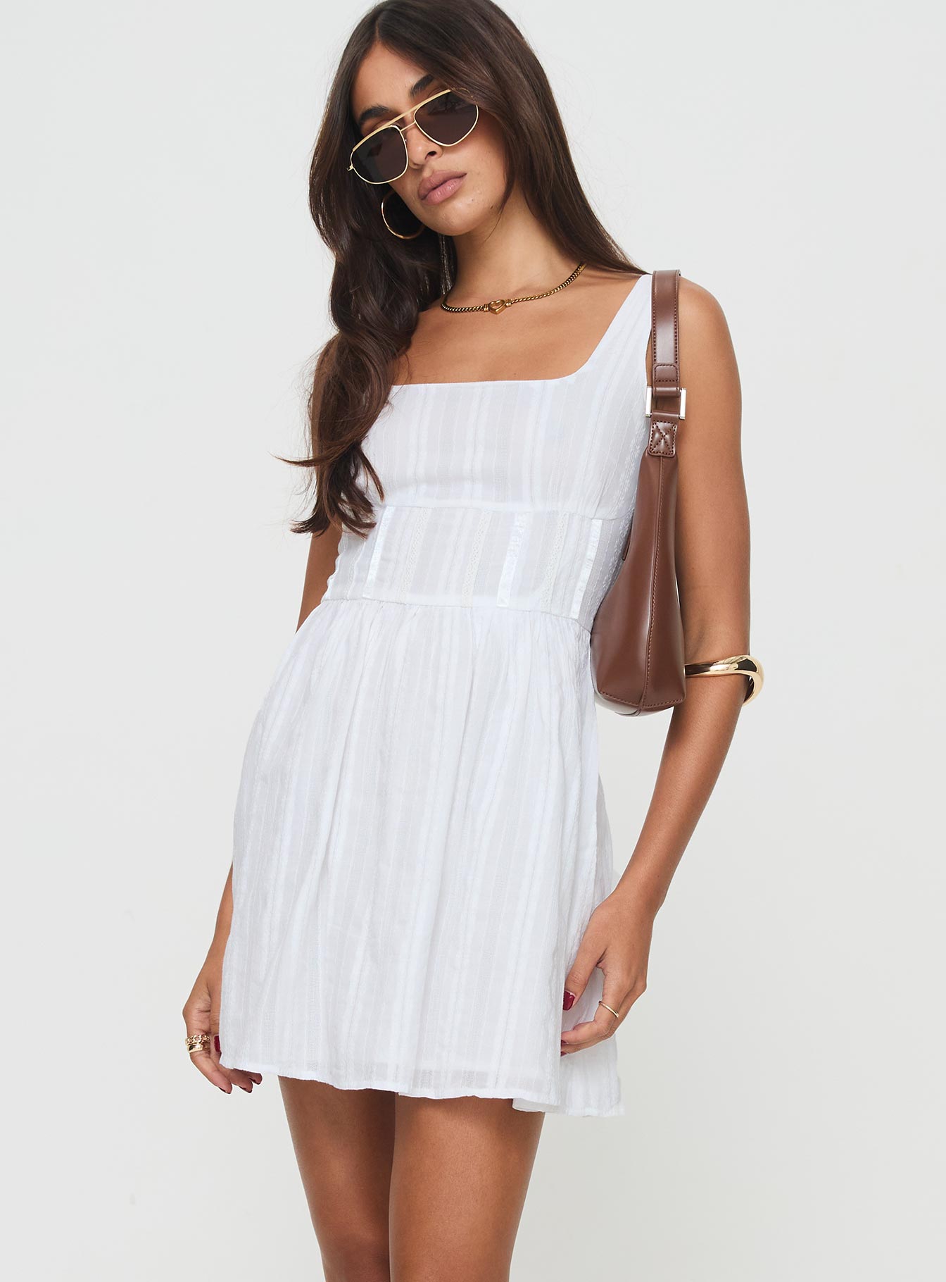 Lorinda Mini Dress White Petite - Image 2