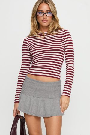Karmia Knit Foldover Mini Skirt Grey
