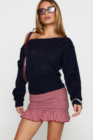 Growing Up Frill Detail Mini Skirt Red Check