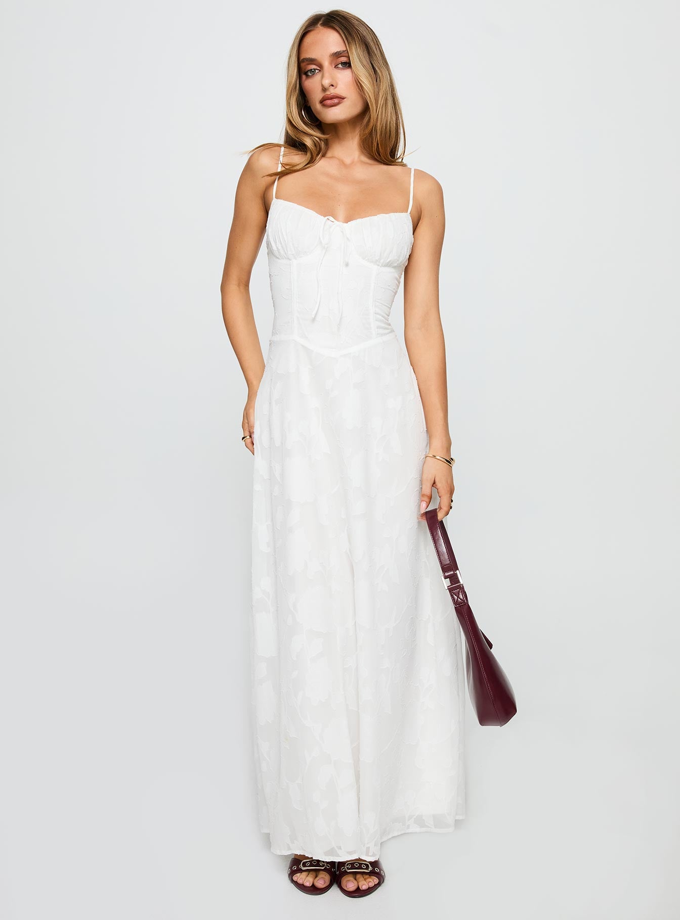Members Only Maxi Dress White Burnout - Image 2