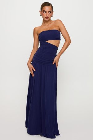 Grandeur Strapless Maxi Dress Navy