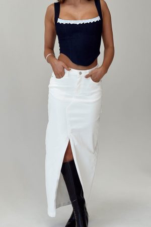 Batkins Maxi Skirt Cream Denim