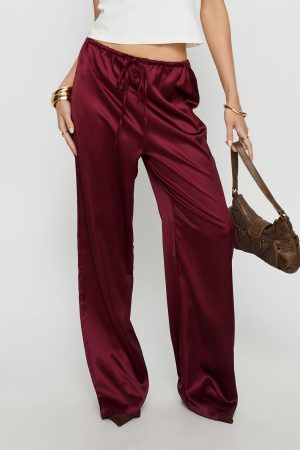 Soulstar Satin Pants Wine