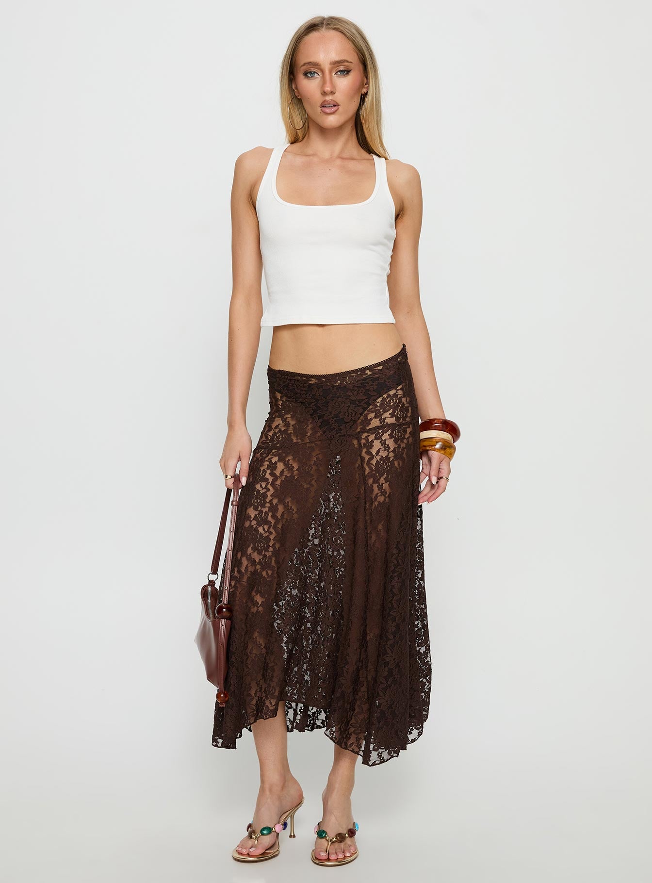 Tidal Midi Skirt Chocolate - Image 2