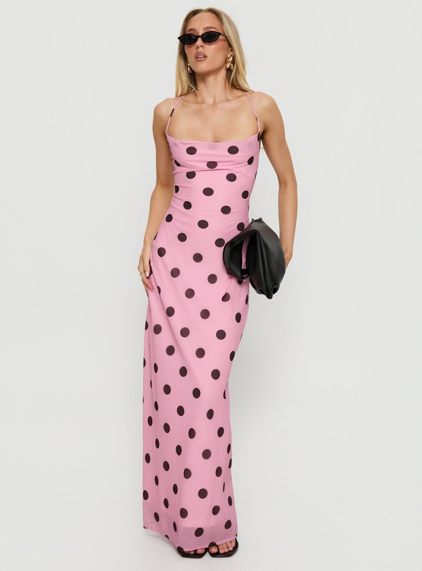 Celena Maxi Dress Pink / Brown Polka Dot - Image 2